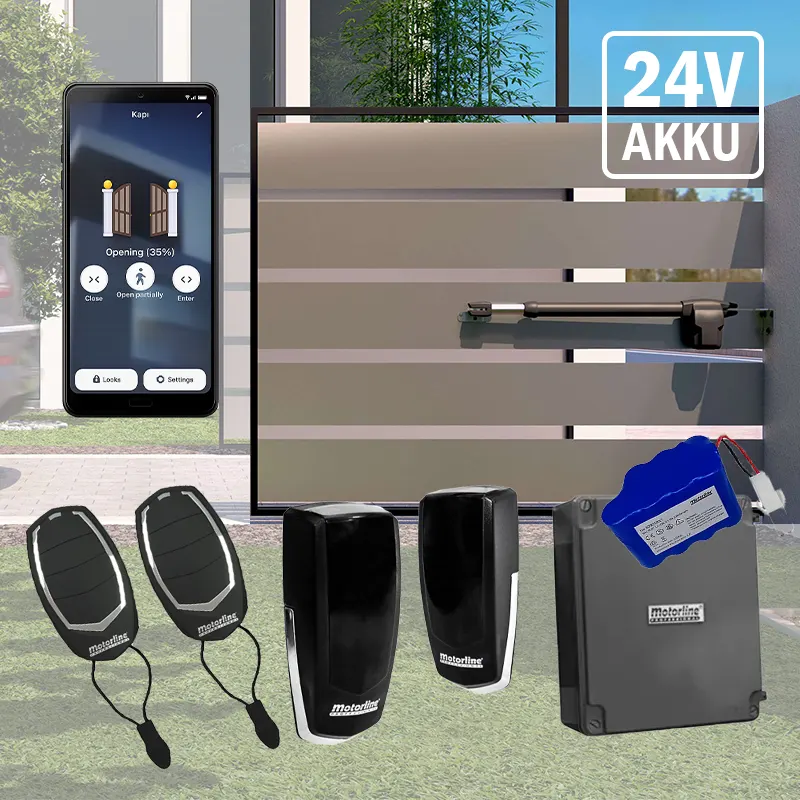 Motorline Lince 300 - 24V - Kétszárnyú kapunyitó szett - akkumulátorral - Image 2