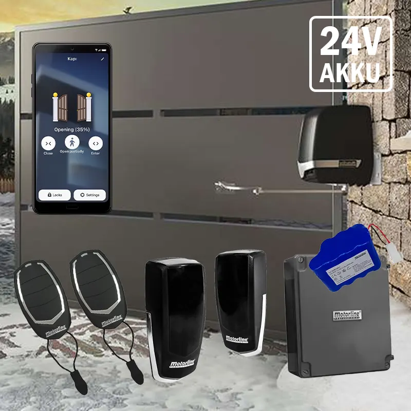 Motorline Telica 24V - Kétszárnyú kapunyitó szett - akkumulátorral - Image 8