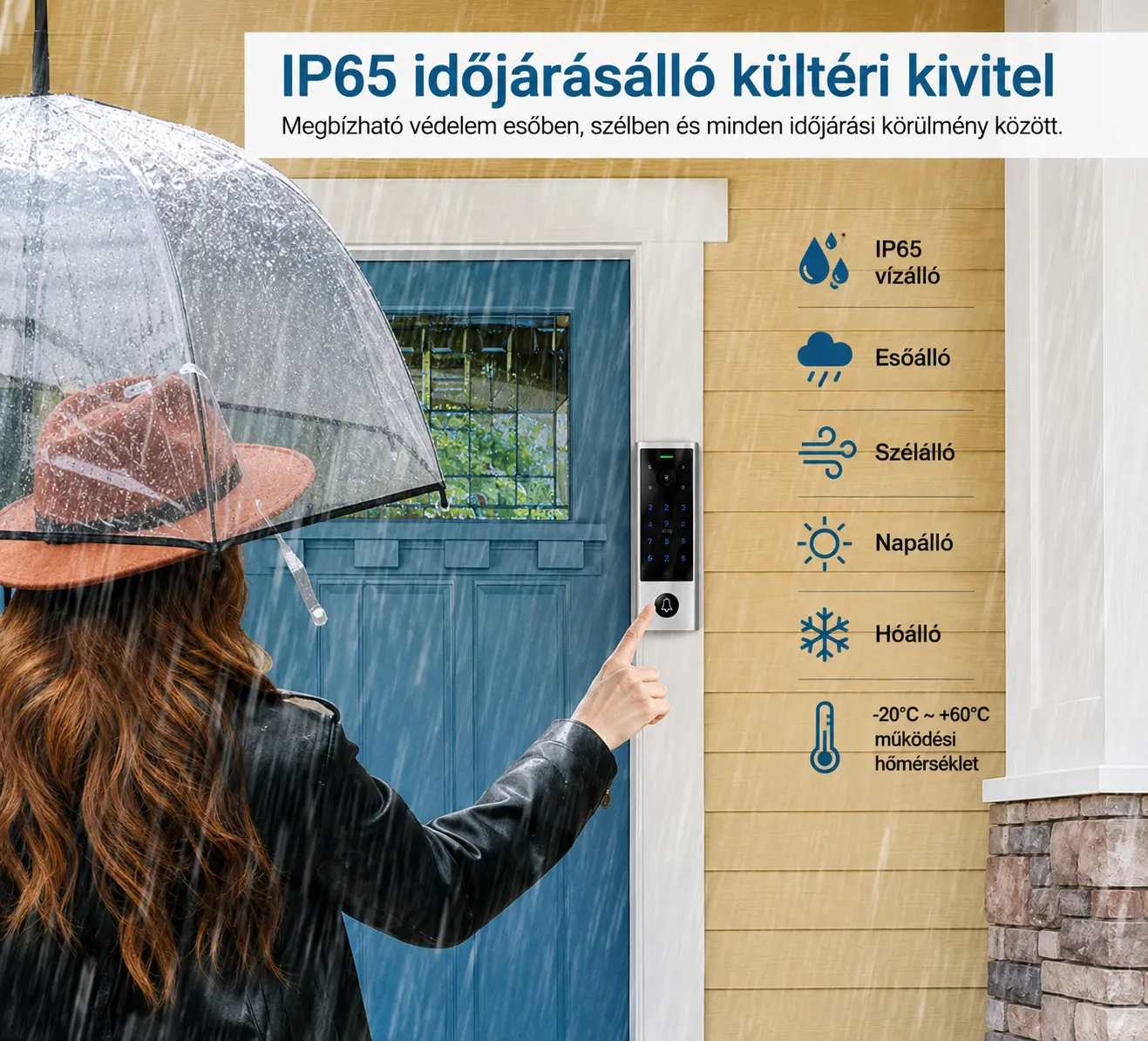 IP65 kültéri WiFi videó kaputelefon időjárásálló kivitelben